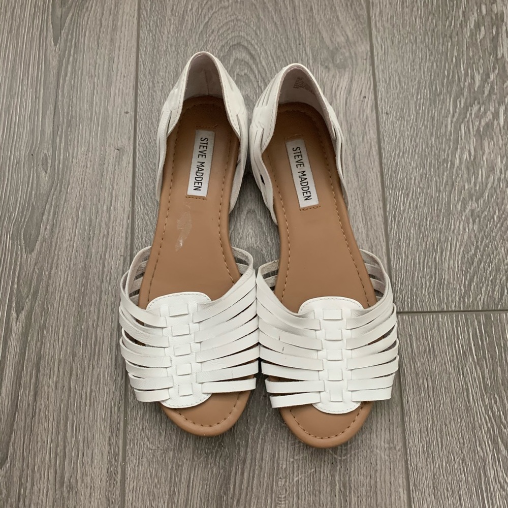 Steve Madden White Leather Huarache Sandal Flats